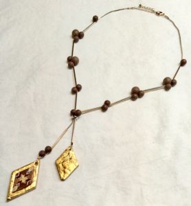 寄木 ネックレス／ゴールド（ヴィーガン対応）